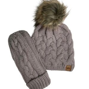 Panache  Lilac Two Piece Braided  Hat and Mitten Set (53)